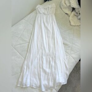 long white strapless dress